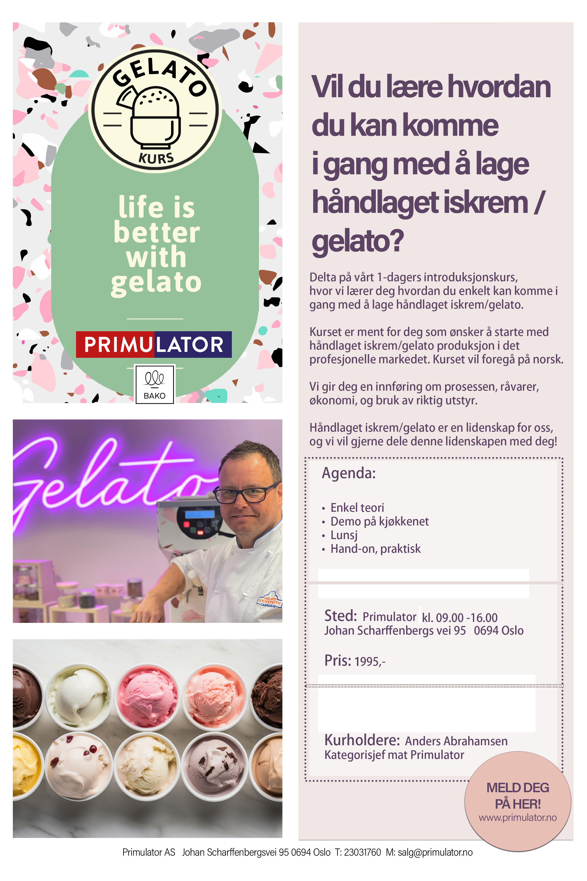 Gelatokurs 2025 pris 1995